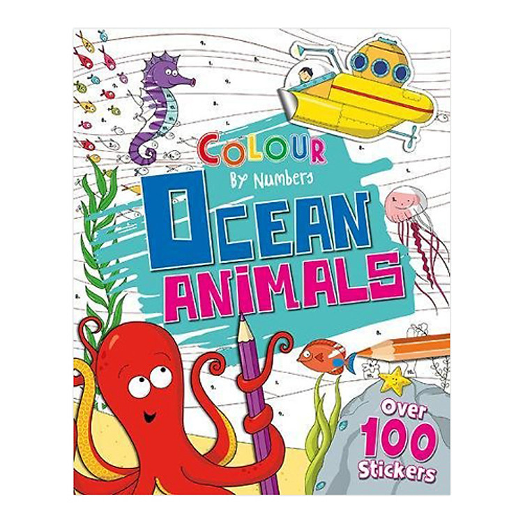 Sách Colour By Numbers: Ocean Animals