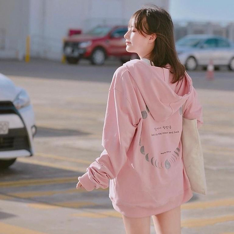 ÁO HOODIE HỒNG ĐEN KIỂU DÁNG ÁO KHOÁC NỈ FORM RỘNG - ÁO HOODIE NAM NỮ UNISEX