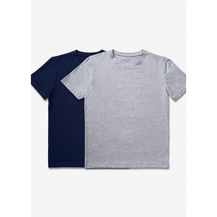 Combo 2 áo phông xám, xanh navy cổ tròn Coolmate