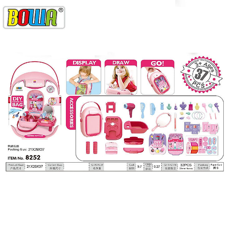Bộ đồ chơi trang điểm BOWA 37 món Chính hãng Ưu đãi - Hình ảnh 3