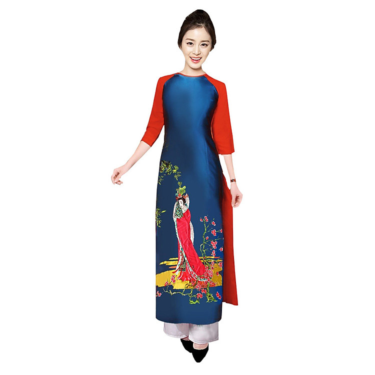Set Áo Dài Truyền Thống Hình Cô Tiên Kèm Quần - Áo Hạnh Phúc