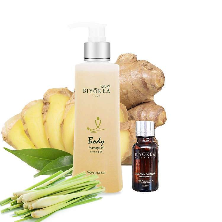 Combo tiết kiệm - Dầu massage body Premium B6 200ml TẶNG tinh dầu Sả Chanh 20ml thương hiệu BIYOKEA