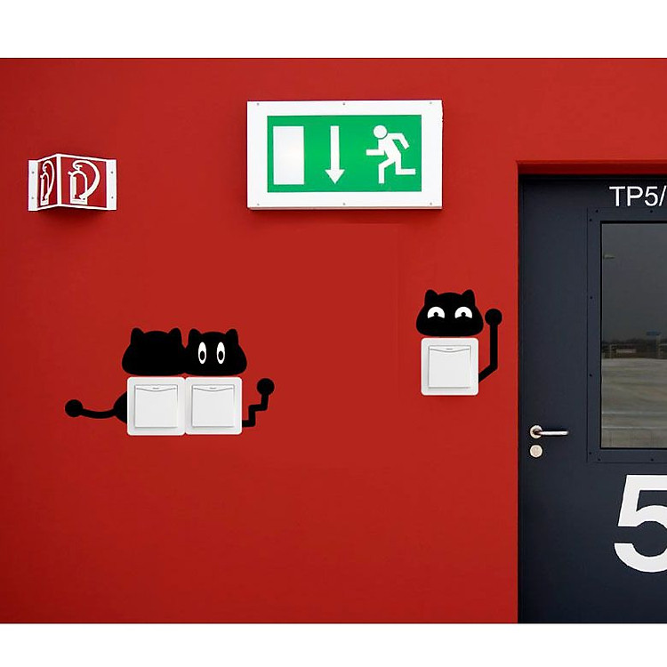 Hình Dán Công Tắc Mèo Đen (10 cái) - Ảnh 6