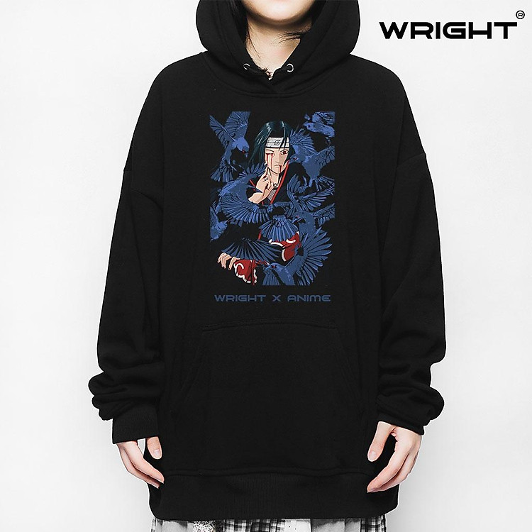 Áo hoodie anime wright uchiha itachi ma thuật sharingan oversize unisex