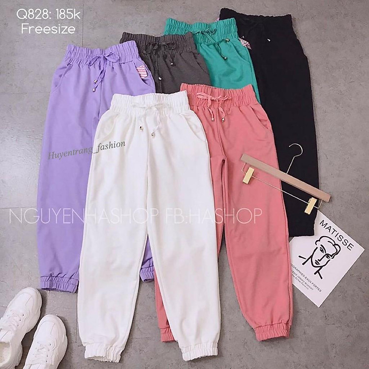 Quần jogger nữ đẹp cạp cao nhiều màu chất da cá