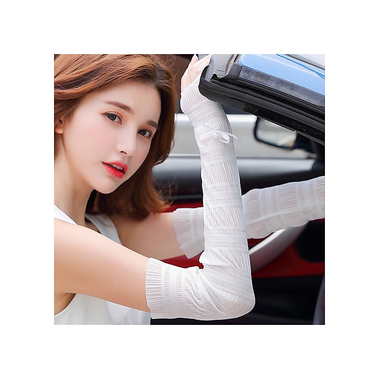 Găng Tay Chống Nắng Phối Nơ Xinh Xắn Dành Cho Nữ AZONE