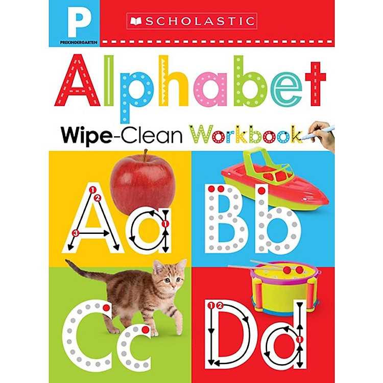 Sách Scholastic Early Learners Wipe Clean Wbk - Pre-K: Alphabet