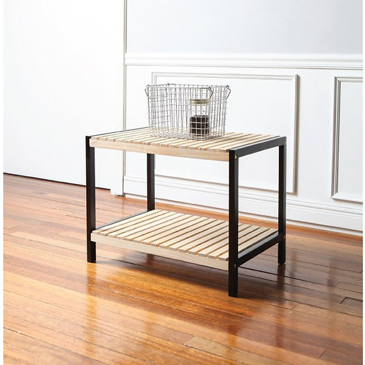 KỆ ĐỂ LÒ VI SÓNG 2 TẦNG HÀN QUỐC MÀU GỖ TỰ NHIÊN PHỐI ĐEN - OVEN RACK 2F BLACK NATURAL