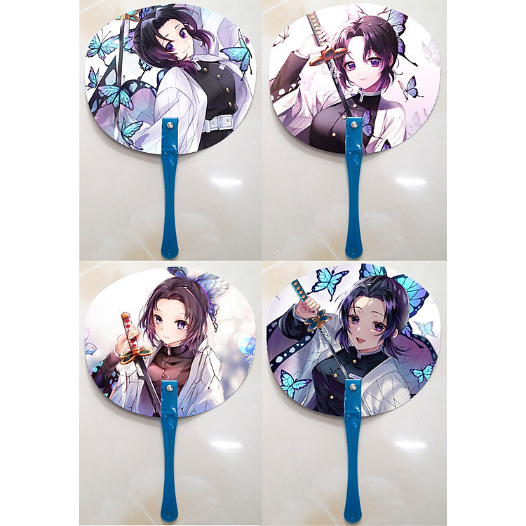 Quạt cầm tay in ảnh 2 mặt Kimetsu no Yaiba - Kochou Shinobu - Ảnh 2