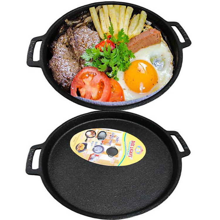 Bộ 2 Chảo Gang Làm Bánh Xèo Bò Né Chống Dính 19CM Dragon