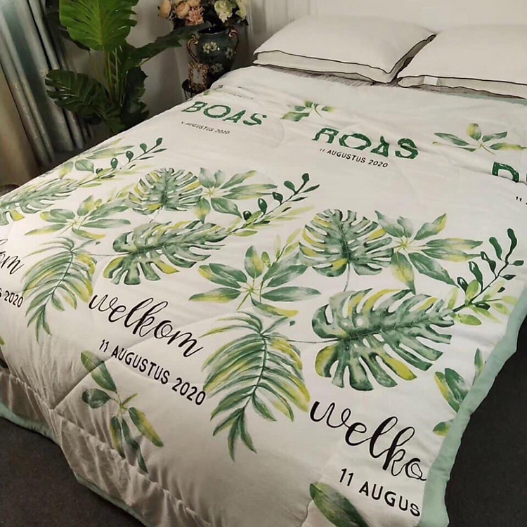 Chăn đũi hè Zara Home - Lá Khoai - Tặng kèm 1 móc khóa Houston