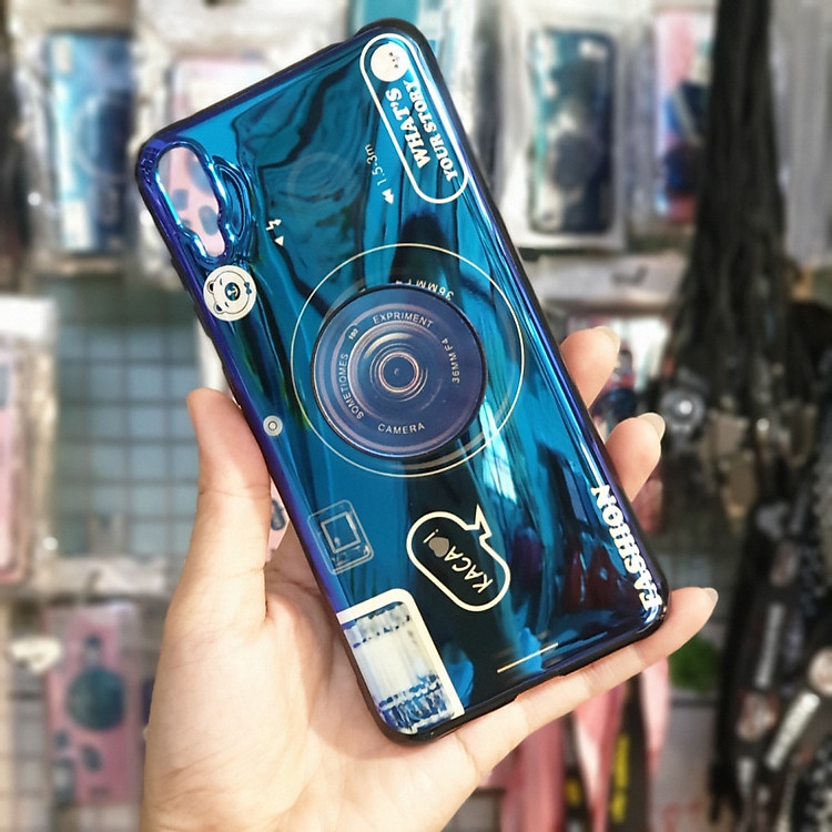 Ốp lưng hình máy ảnh kèm giá đỡ và dây đeo dành cho Huawei Y7 Pro 2019