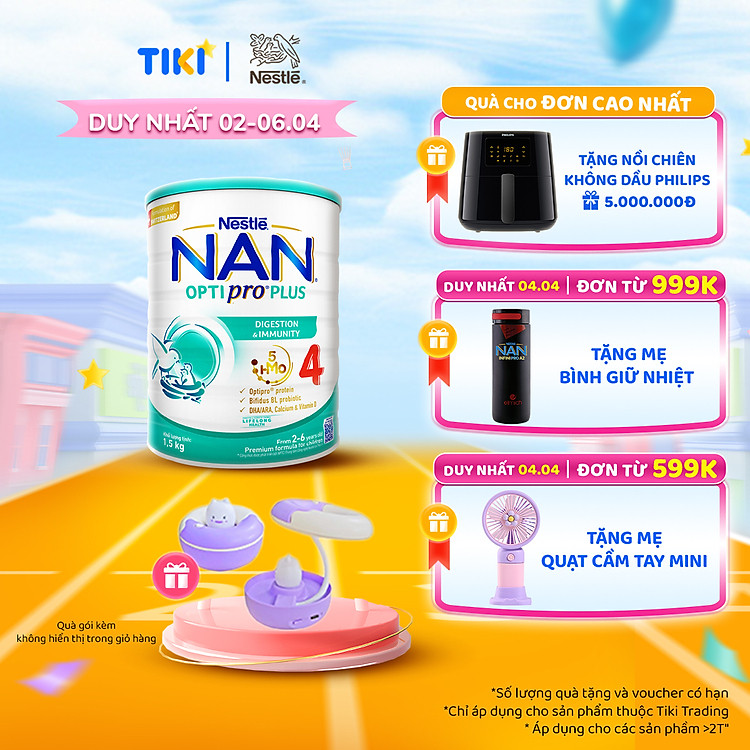 Mua tại Tiki: Nơi Sữa bột Nestlé NAN OPTIPRO PLUS 4 1500g Chất lượng Chính hãng, giá tốt