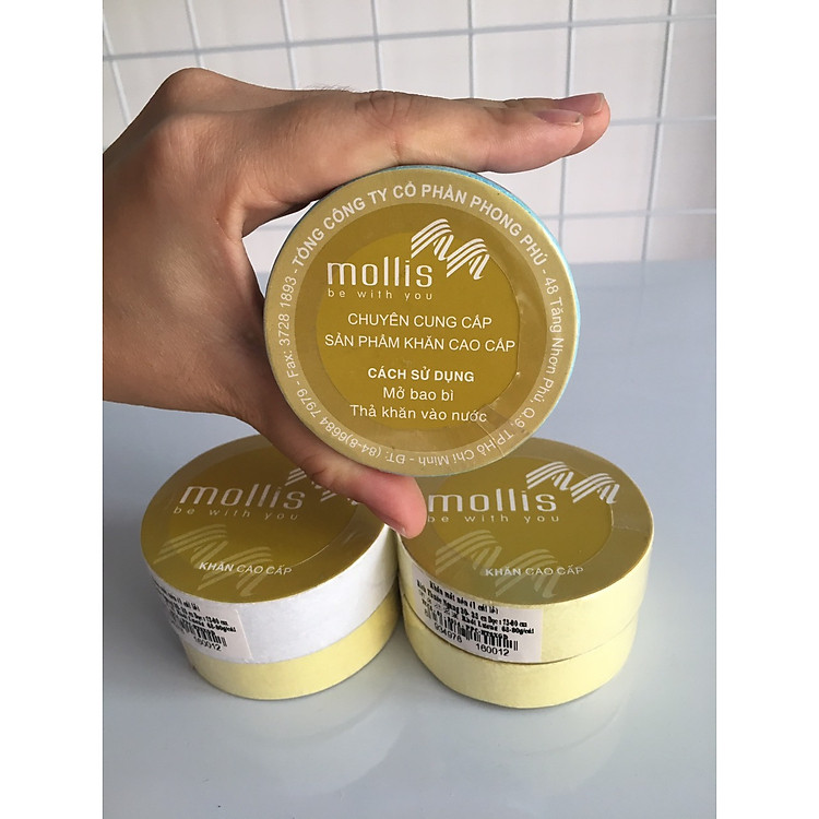 Combo 5 khăn mặt nén Cotton Mollis FNEN - dùng đi du lịch (34 X 84 cm) - giao màu ngẫu nhiên