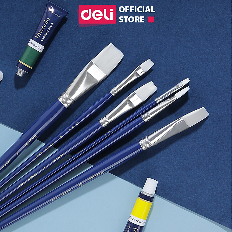 Cọ Vẽ Màu Nước Đầu Tròn & Đầu Dẹt Finenolo Deli (EC281, EC282, EC283)