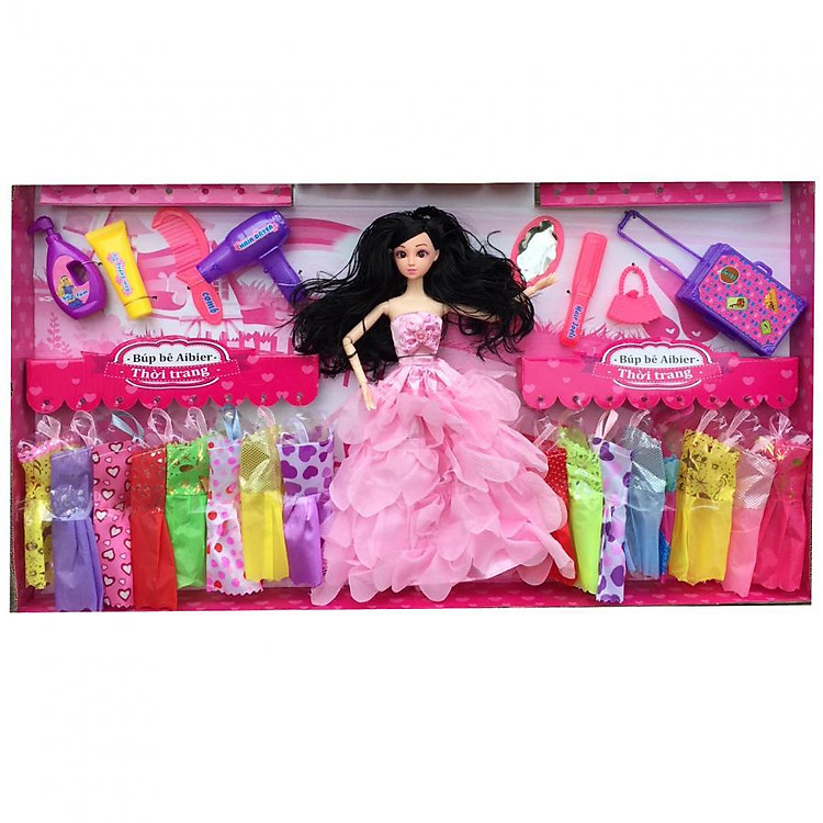 Búp bê thời trang có khớp và 24 phụ kiện váy