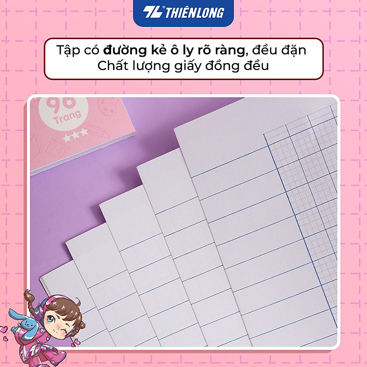 Tập học sinh 96 trang 4 ô ly vuông 2mm 80-100gsm Thiên Long - Ảnh 5