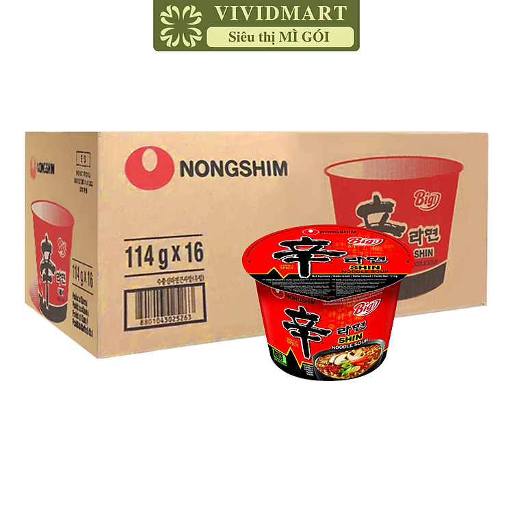 NONGSHIM - Mì tô Nongshim Shin ramyun Cay, Mì tô Shin ramyun Cay Nongshim, Mì Nongshim Shin ramyun tô (114g/tô)