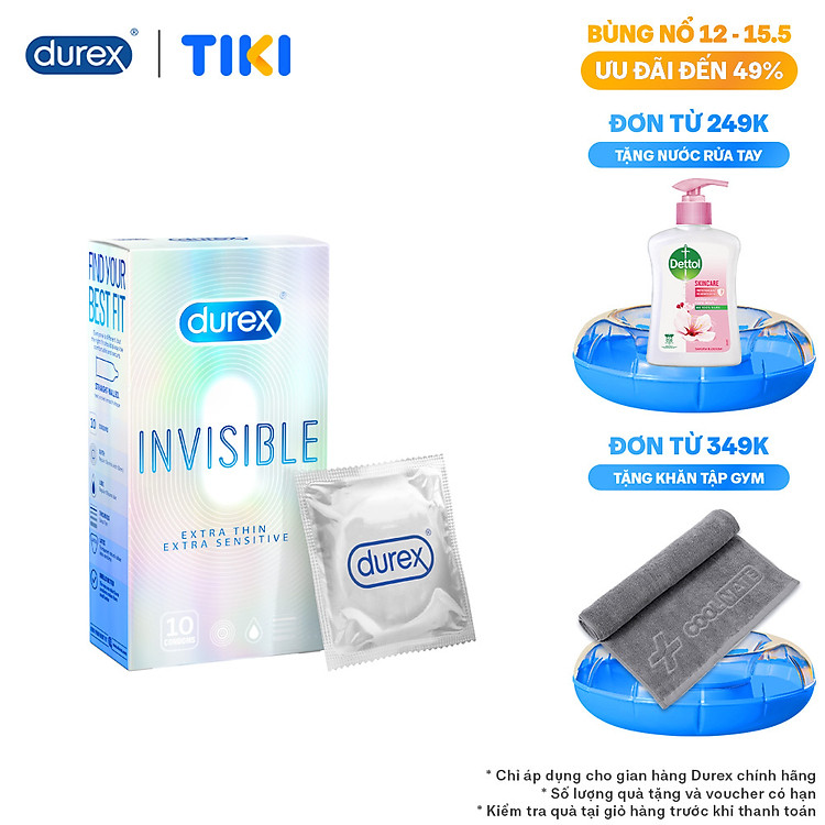 Bao cao su Durex Invisible Extra Thin Extra Sensitive 1 Hộp 10 Bao