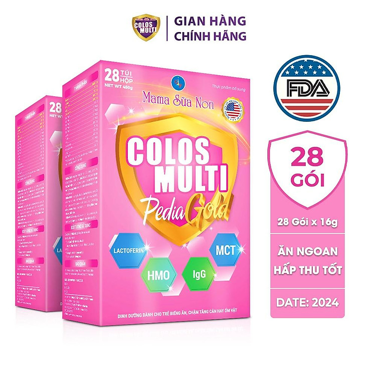 Combo 2 hộp sữa non Colosmulti Pedia Gold hộp 28 gói x 16g dành cho trẻ biếng ăn