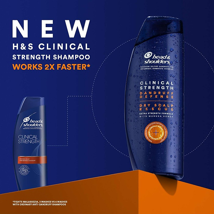 Dầu gội đầu Head&Shoulders Clinical Strength Dandruff Defense 400ml hàng Mỹ mẫu mới - Dành cho tóc khô