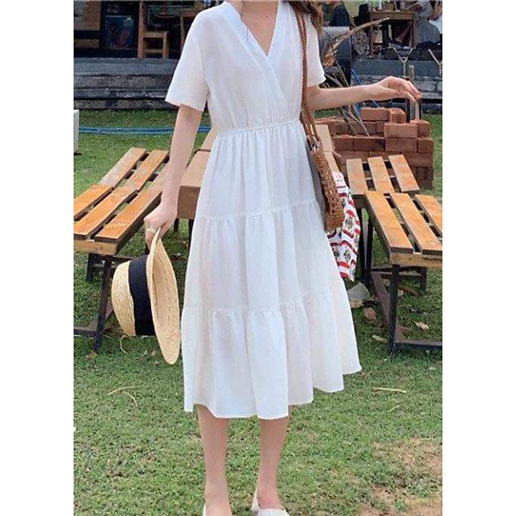 Đầm cổ đắp chéo bèo tầng VN5