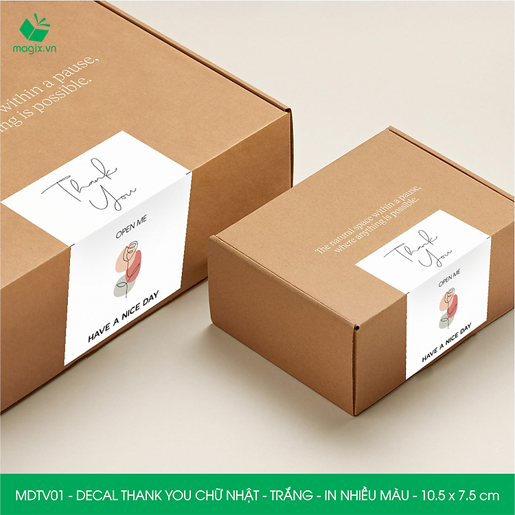 Decal Thank You hình chữ nhật (50 chiếc) 10.5x7.5 cm - Ảnh 2