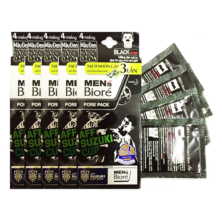 Combo 5 Hộp miếng dán mũi lột mụn thanh hoạt tính (1 hộp 4 miếng *5)