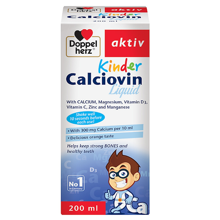 Siro bổ sung Canxi hữu cơ dành cho bé Doppelherz Aktiv Kinder Calciovin Liquid (Chai 200ml)