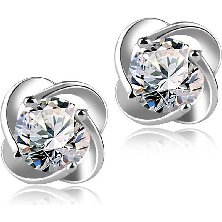 Bông tai cỏ bốn lá bạc s925 đính đá + Mặt nạ thiên nhiên Dermal ngẫu nhiên