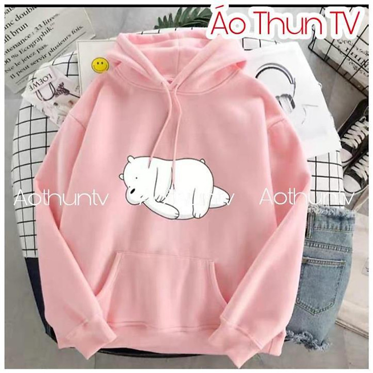 Áo hoodie gấu trắng chất nỉ bông dày siêu ấm, phù hợp đi chơi, mặc ở nhà. giá rẻ