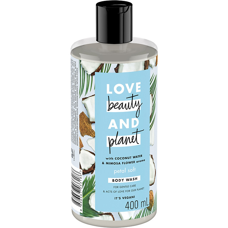 Sữa tắm LOVE BEAUTY & PLANET Chăm da mềm mịn mềm mịn với 100% Dừa tươi organic từ thiên nhiên 400ml