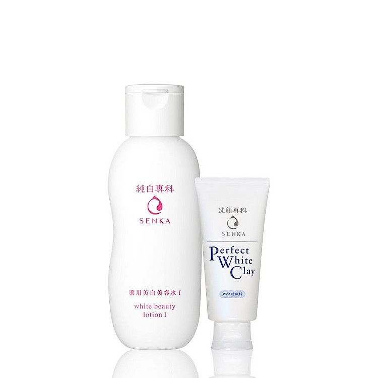 Bộ sản phẩm dưỡng da mặt Senka (White Beauty Lotion I 200ml + Perfect White Clay 40g)