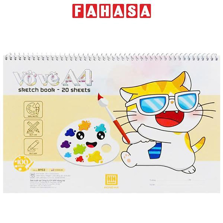 Vở Vẽ Lò Xo Meow A4 (20 tờ 100gsm)