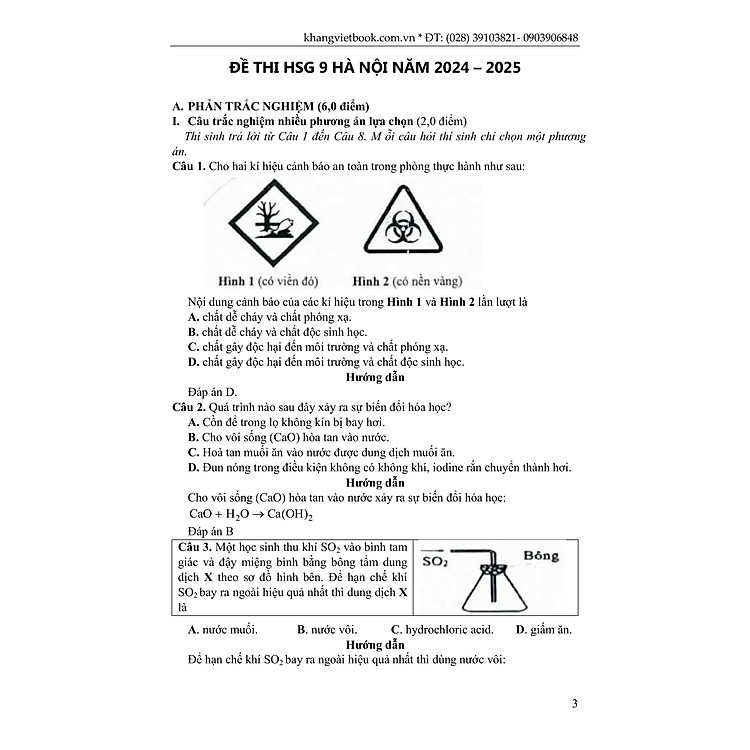 Bộ Đề Thi Học Sinh Giỏi Và Ôn Thi Vào Lớp 10 Chuyên Hóa (Có Lời Giải Chi Tiết) - Ảnh 3