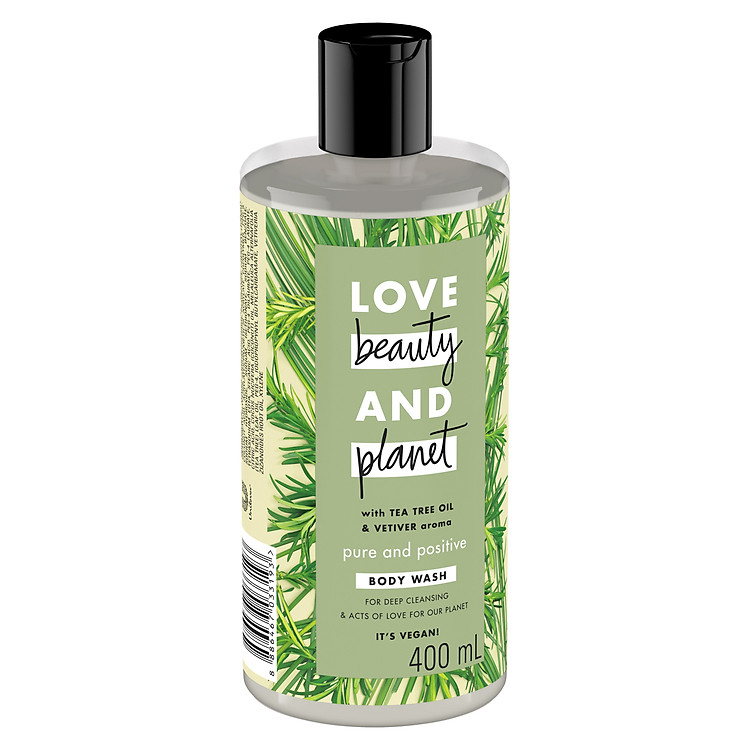 Sữa Tắm Love Beauty & Planet Thải Độc Detox Lưu Hương Thanh Mát Pure And Positive Với 100% Tinh Dầu Tràm Trà Úc 400ML