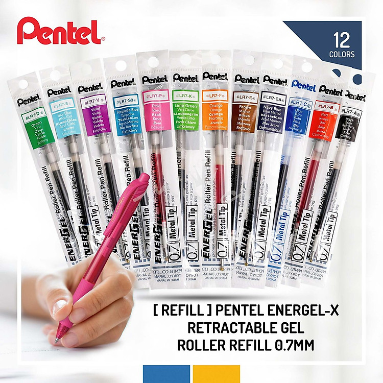 Ruột Bút Ký Nhật Bản Pentel Energel LR7 (Ngòi 0.7mm) - Xanh - Ảnh 5