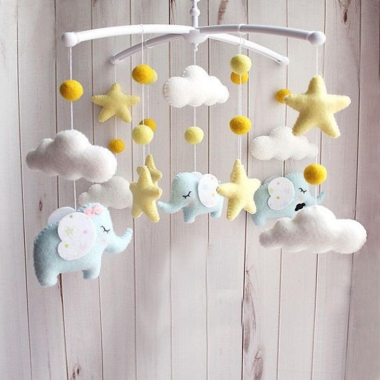 Treo nôi hình 3 chú voi xanh cho bé