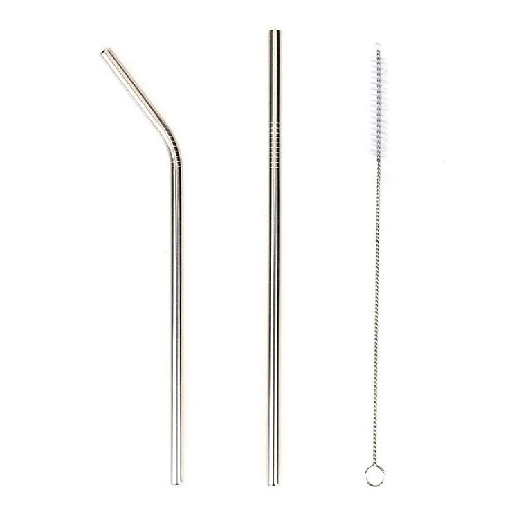 Combo 2 Ống Hút Kim Loại Bằng Thép Không Gỉ + Cọ Làm Sạch Ống