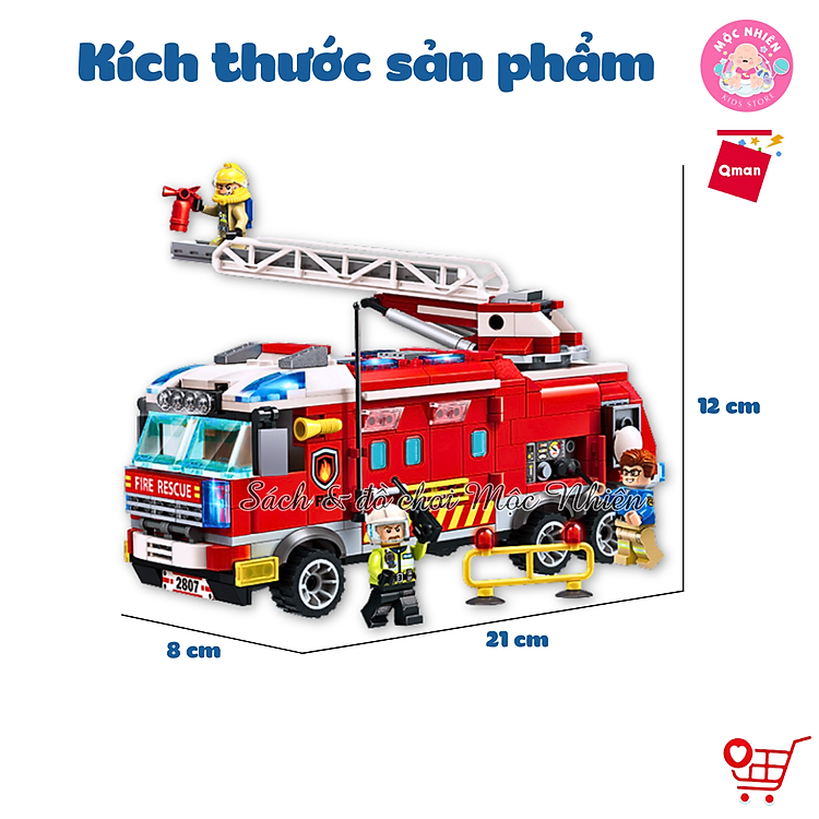 Đồ chơi lắp ráp Ô TÔ CỨU HỎA Qman 2807 Chính hãng Giá rẻ - Hình ảnh 4