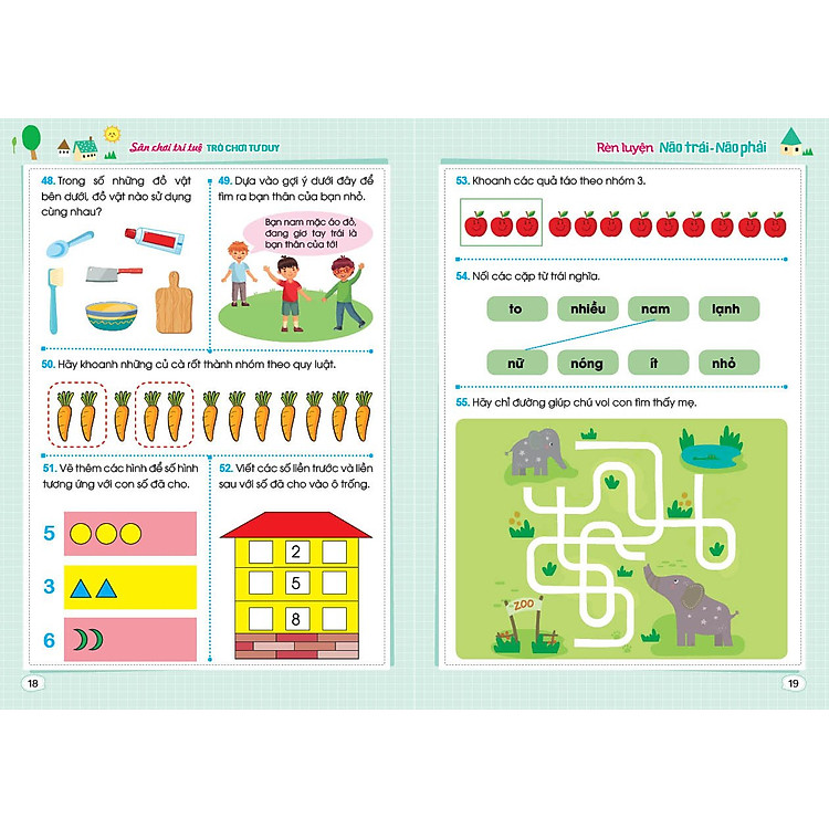 Sân Chơi Trí Tuệ - Trò Chơi Tư Duy - Rèn Luyện Não Trái, Não Phải - Dành Cho Trẻ 5-6 Tuổi - Ảnh 2