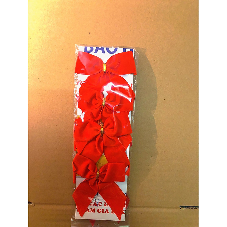 Nơ đỏ trang trí cây thông noel (10 cái) - Ảnh 2