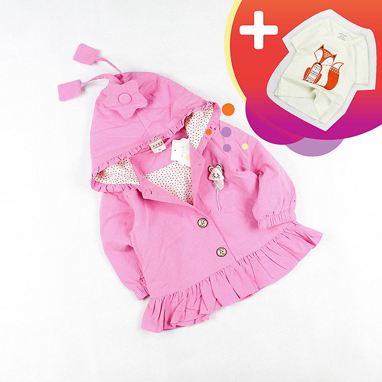 Áo khoác Quảng Châu hồng cho bé gái + tặng kèm 1 áo thun cao cấp R03079