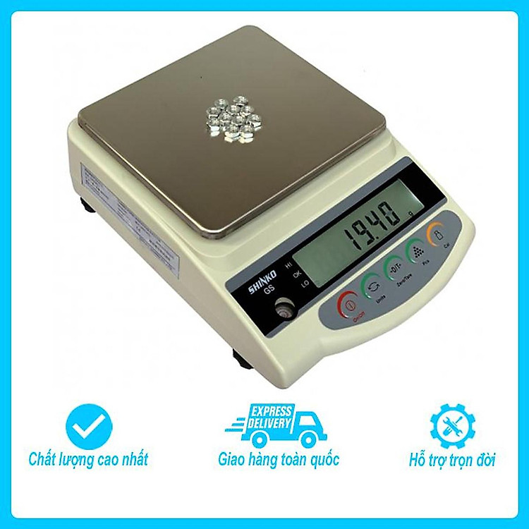 Cân điện tử kỹ thuật 2 số lẻ, Shinko GS 3200g/0.01g có độ nhạy cao dùng cân vàng, mủ cao su, hóa chất, thí nghiệm