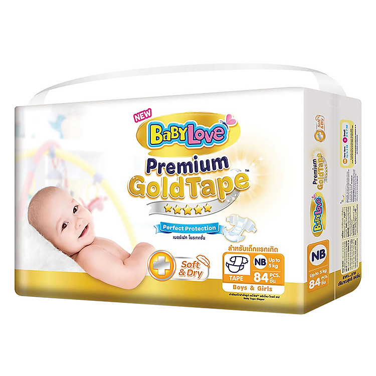 Tã Dán BabyLove Premium Gold NB84 (Gói 84 Miếng)