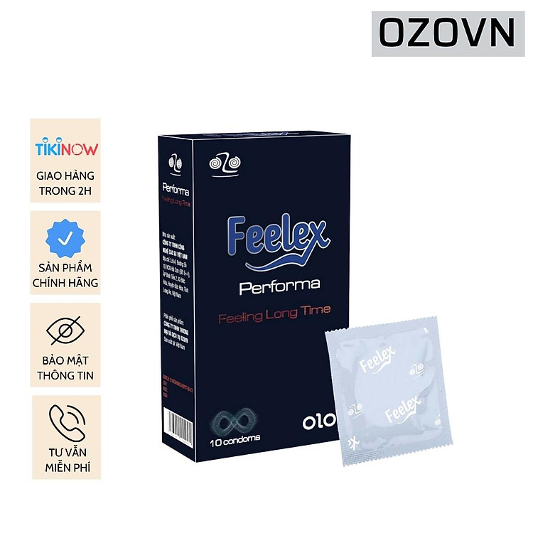 Bao cao su OZO Feelex Performa - Hộp 10 bcs