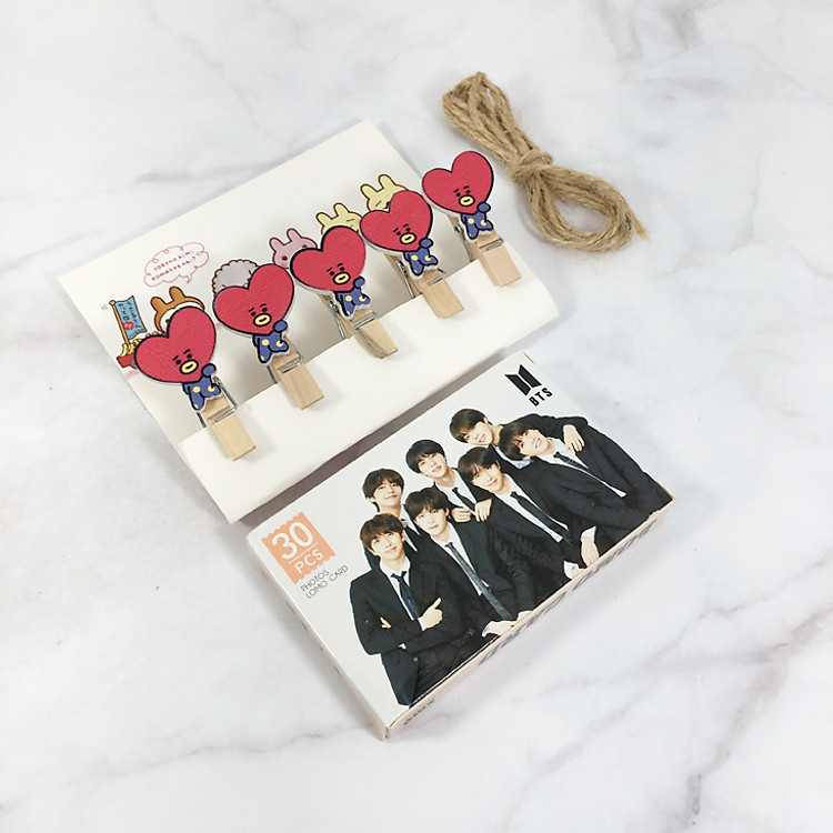 Combo Lomo card kẹp gỗ BTS