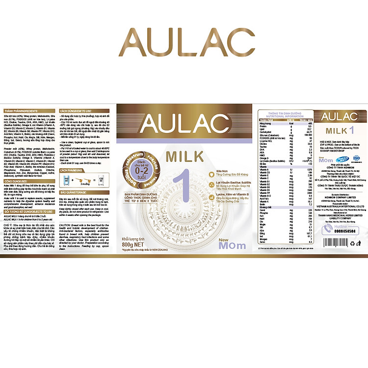 Sữa Aulac Milk 1 800g cho trẻ 0-2 tuổi - Hình ảnh 3