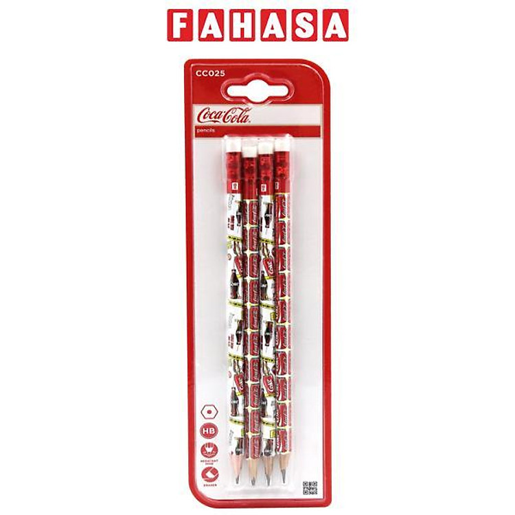 Vỉ 4 Bút Chì Gỗ HB - Coca-Cola CC025