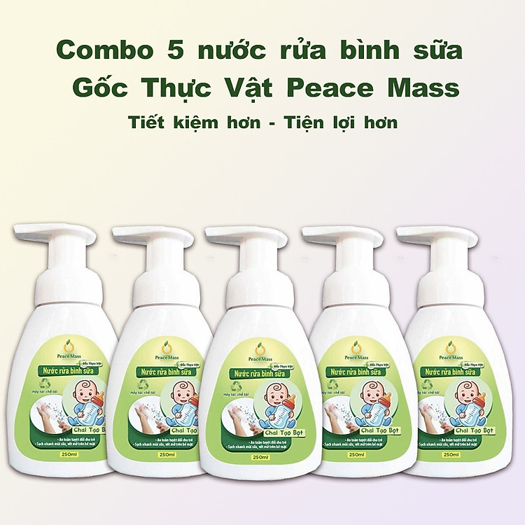 Combo 5 Nước Rửa Bình Sữa Peace Mass Chính hãng Ưu đãi - Hình ảnh 3
